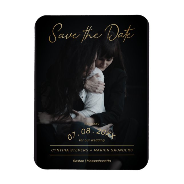 Magnet Flexible Sophisticated Golden Script Photo Mariage LGTB (Vertical)