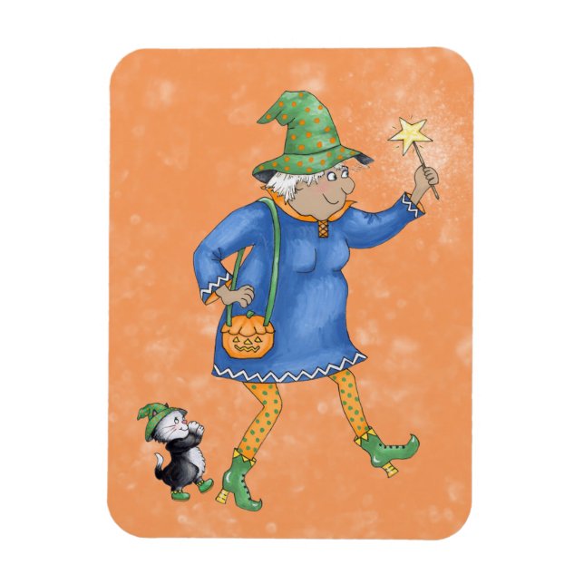 Magnet Flexible Sorcière avec chat  (Vertical)