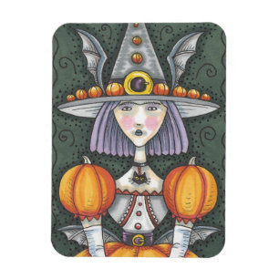 Magnet Flexible Sorcière Citrouille gothique Halloween Art populai