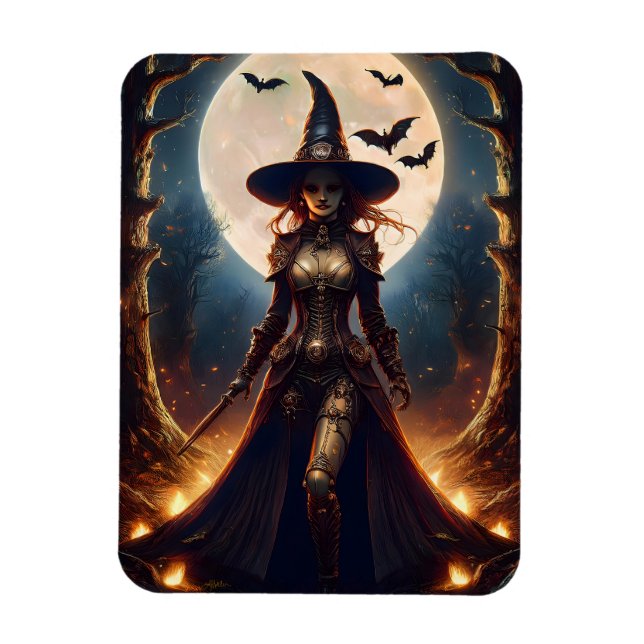 Magnet Flexible Sorcière de la forêt Steampunk Halloween (Vertical)