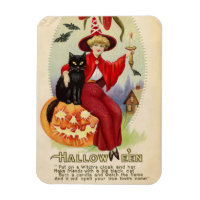 Sorcière d'Halloween vintage et chat noir