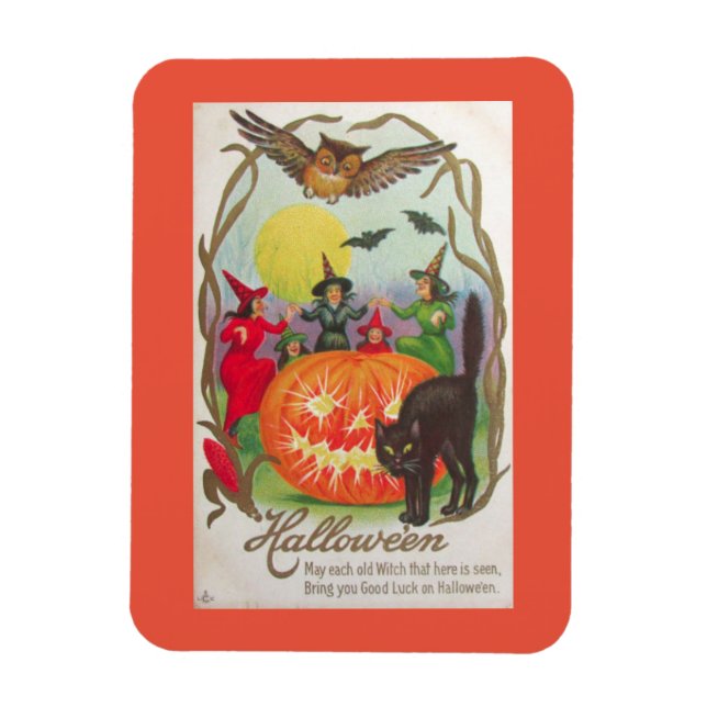 Magnet Flexible Sorcières vintages d'Halloween (Vertical)