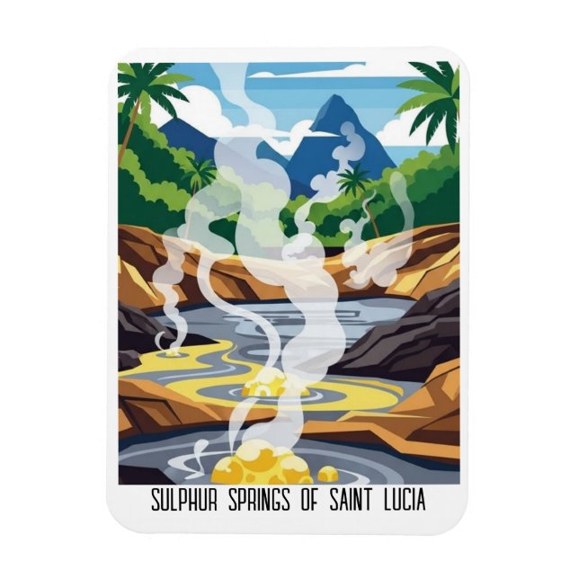Magnet Flexible Sources de soufre de Sainte-Lucie Voyage (Vertical)