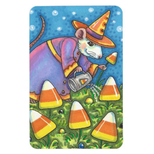 MAGNET FLEXIBLE SOURIS BLANC DANS JARDIN DE CANDY CORN, COLORÉ & C