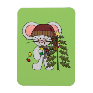 Magnet Flexible Souris de Noël décorant l'arbre