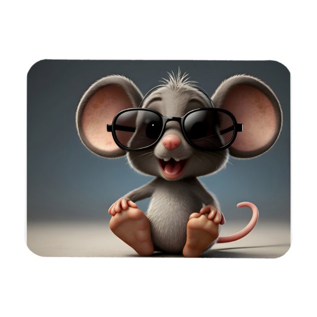 Magnet Flexible Souris drôle avec lunettes (Horizontal)