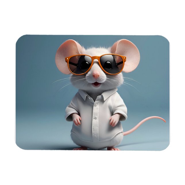 Magnet Flexible Souris drôle avec lunettes (Horizontal)