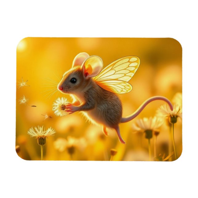 Magnet Flexible Souris Fée dans le jardin (Horizontal)