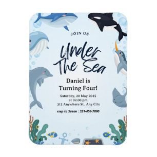 Magnet Flexible Sous la mer Dauphin Requin Baleines Anniversaire E