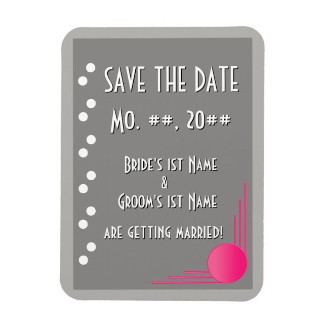 Magnet Flexible South Beach Deco Mariage (Enregistrer La Date) (Vertical)
