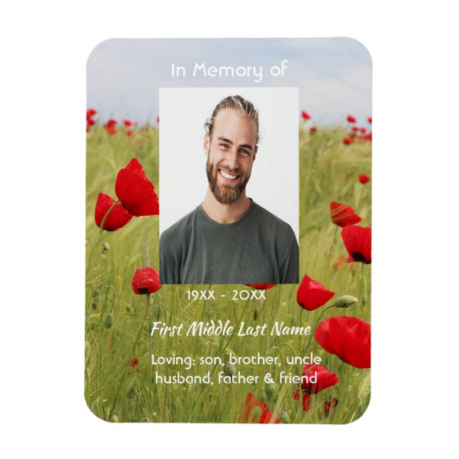 Magnet Flexible Souvenir Mémorial Coquelicot Rouge Champ (Vertical)