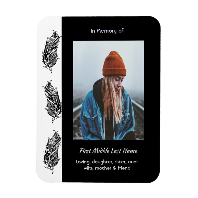 Magnet Flexible Souvenir Mémorial Plume Tribal Boho  (Vertical)