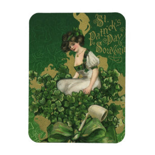 Magnet Flexible Souvenir vintage de la Saint Patrick, Lass irlanda