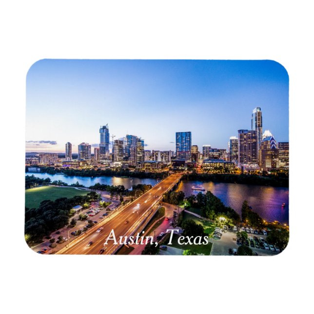 Magnet Flexible souvenir voyage personnalisé Austin skyline (Horizontal)