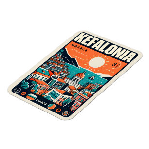 Magnet Flexible Souvenirs de voyage vintage Kefalonia Grèce