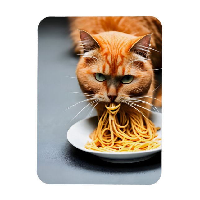 Magnet Flexible Spaghetti mangeant des chats de gingembre (Vertical)