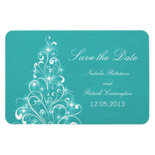 Magnet Flexible Sparkly Holiday Tree Save the Date Magnet, Aqua