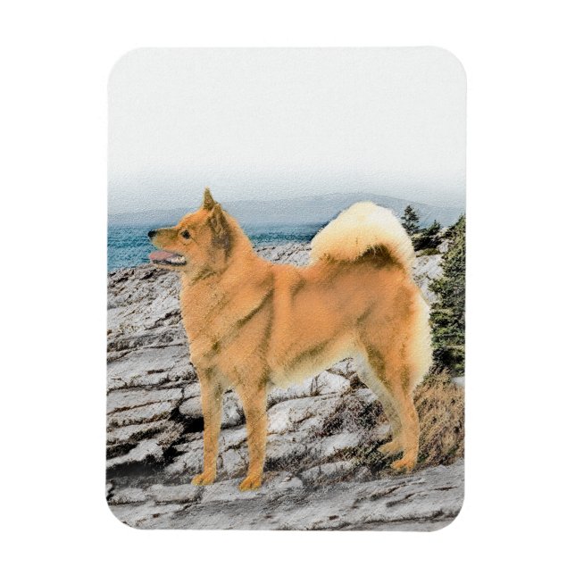 Magnet Flexible Spitz finlandais à Seashore Peinture - Chien Art (Vertical)