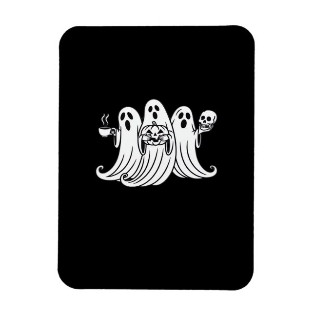 Magnet Flexible Spooky Coffee Sipping Pumpkin Holding (Vertical)