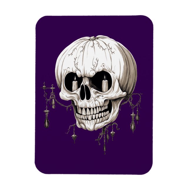 Magnet Flexible Spooky Halloween Melting Cranium With Bat Imagery  (Vertical)
