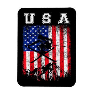 Magnet Flexible Sports d'hiver de skieur patriotique de ski