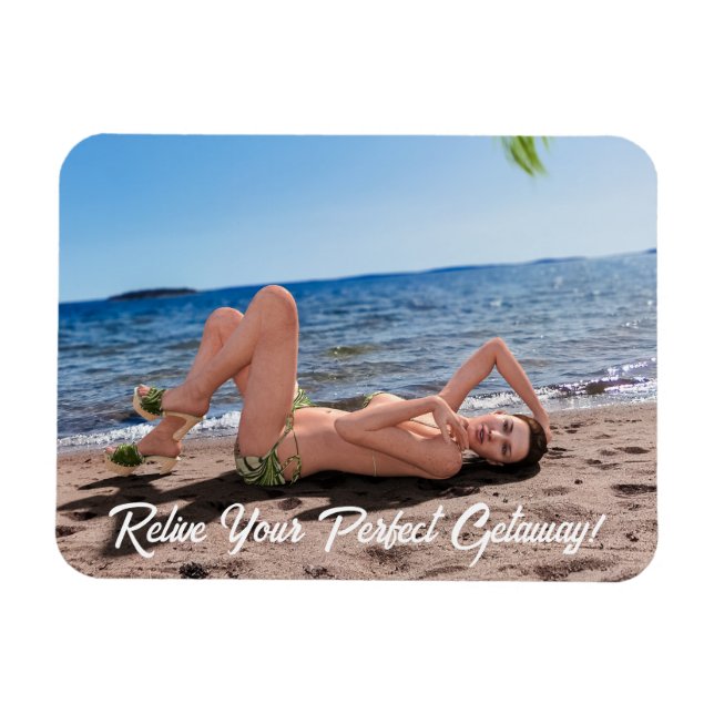 Magnet Flexible Spring Break Girl Lying on Sandy Beach (Horizontal)