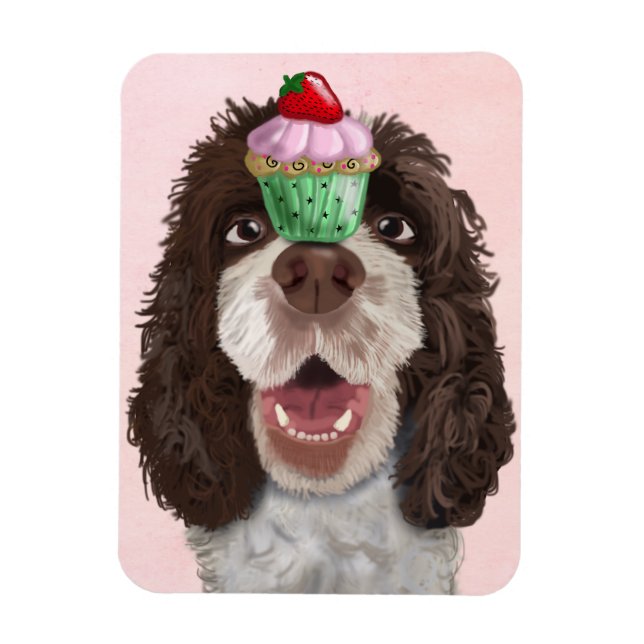 Magnet Flexible Springer Spaniel avec Cupcake 2 (Vertical)