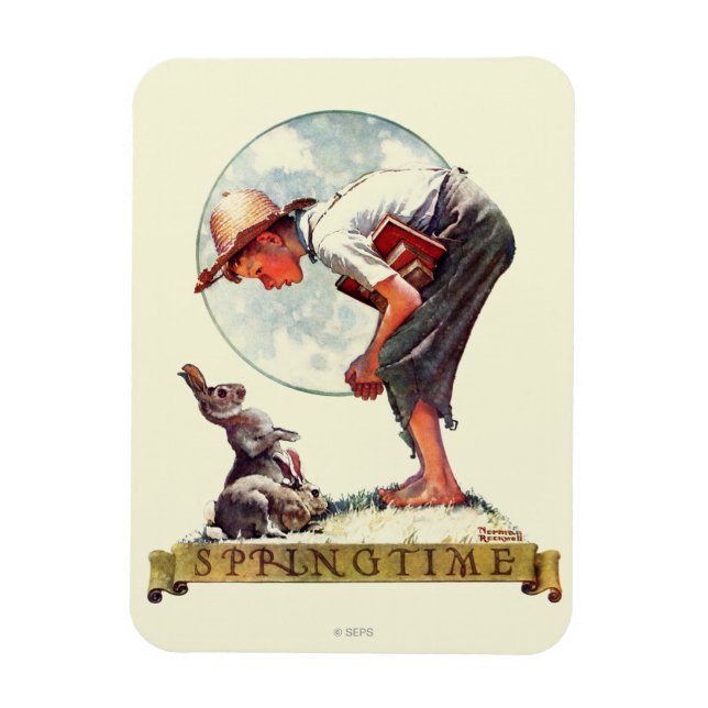 Magnet Flexible Springtime, 1935 garçon avec lapin (Vertical)