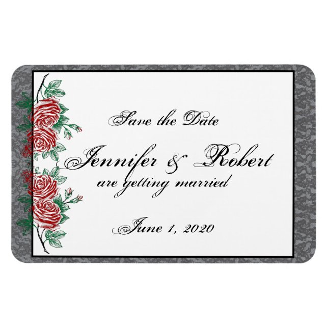 Magnet Flexible Squelette gothique Mains Roses mariage Enregistrer (Horizontal)
