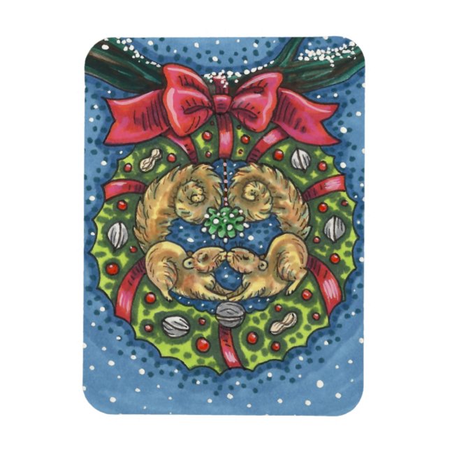 MAGNET FLEXIBLE SQUIRRELS DE BATTERIE SOUS MISTLETOE, VARIE NUT (Vertical)
