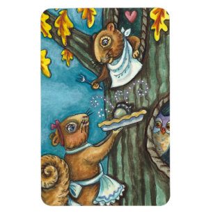 MAGNET FLEXIBLE SQUIRRELS & OWL THANKSGIVING, MAISON ACORN PIE