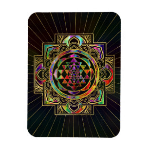 Magnet Flexible Sri encadré par or coloré Yantra Sri Chakra