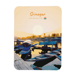 Magnet Flexible Srinagar, Inde - Bateaux Shikara du lac Dal arrond