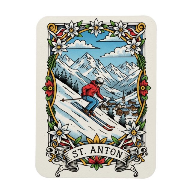 Magnet Flexible St. Anton Autriche Skieur Ski (Vertical)