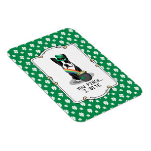 Magnet Flexible St. Patrick's Day Boston Terrier Dog (noir) mignon
