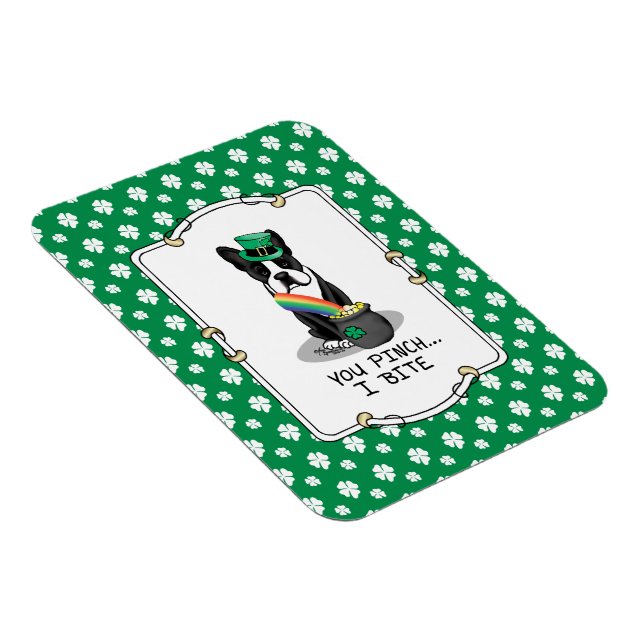 Magnet Flexible St. Patrick's Day Boston Terrier Dog (noir) mignon (Côté Droit)