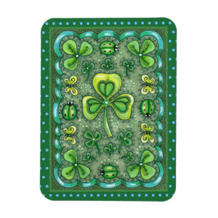 MAGNET FLEXIBLE ST. PATRICK'S DAY FOLK ART SHAMROCKS N' LADYBUGS
