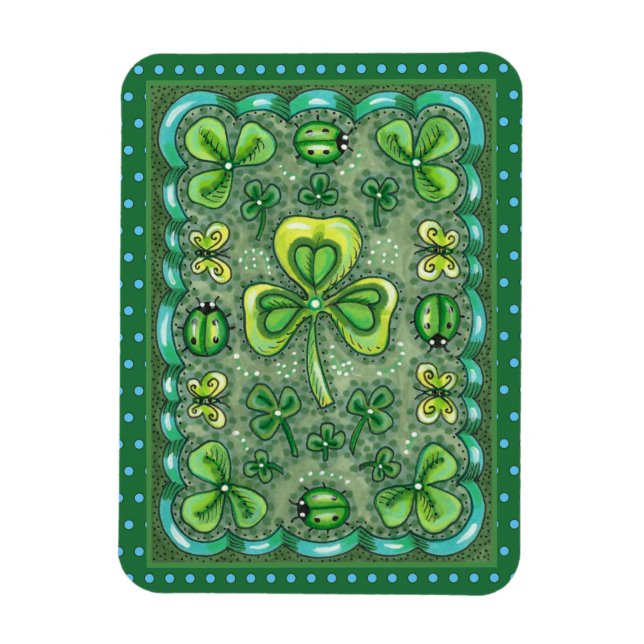 MAGNET FLEXIBLE ST. PATRICK'S DAY FOLK ART SHAMROCKS N' LADYBUGS (Vertical)