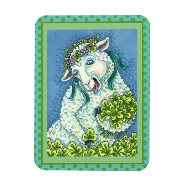MAGNET FLEXIBLE ST. PATRICK'S DAY IRISH EWE, SHEEP & SHAMROCKS (Vertical)