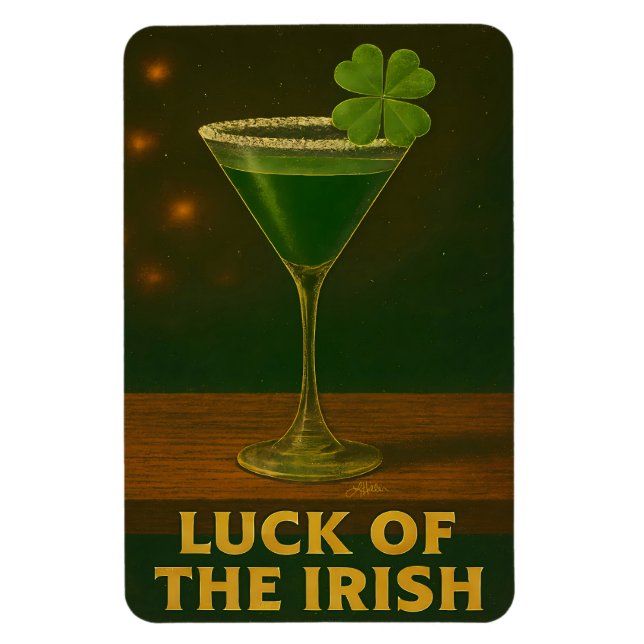 Magnet Flexible St. Patrick's Day Luck Of The Irish Clover Martini (Vertical)