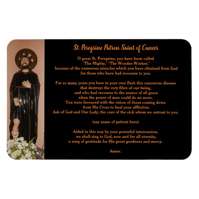 Magnet Flexible St Peregrine Patron Saint du Cancer Patients (Horizontal)