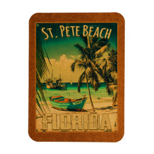 Magnet Flexible St Pete Beach Floride Souvenir Palmiers Vintages