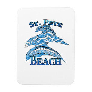 Magnet Flexible St. Pete Florida Beach Vacation Dauphins tribaux
