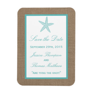 Magnet Flexible Starfish Turquoise Burlap Beach Wedding Collection