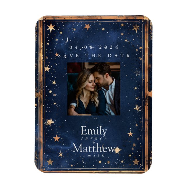 Magnet Flexible Starry Night Romance Mariage Enregistrer La Date (Vertical)