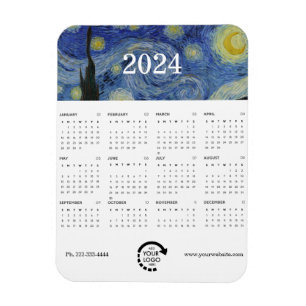 Magnet Flexible Starry Night Van Gogh Business Logo 2024 Calendrie