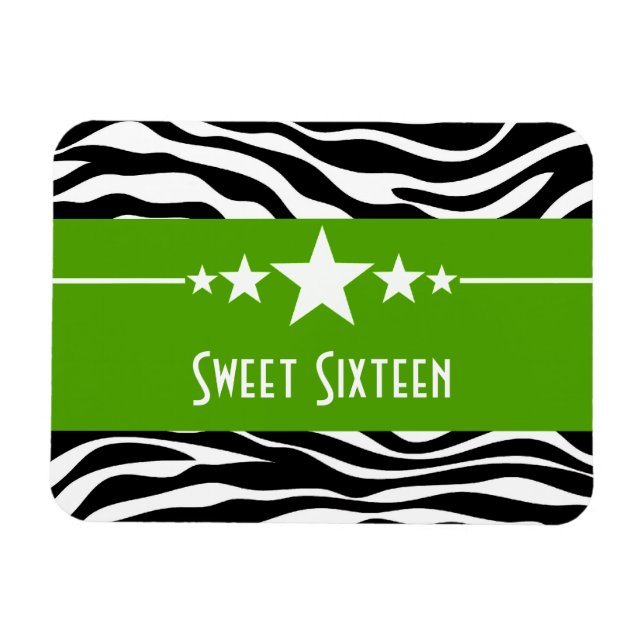 Magnet Flexible Stars Zebra Print Sweet 16 Magnet, Vert (Horizontal)