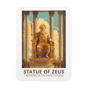 Magnet Flexible Statue de Zeus Sept Merveilles du Monde Vintage