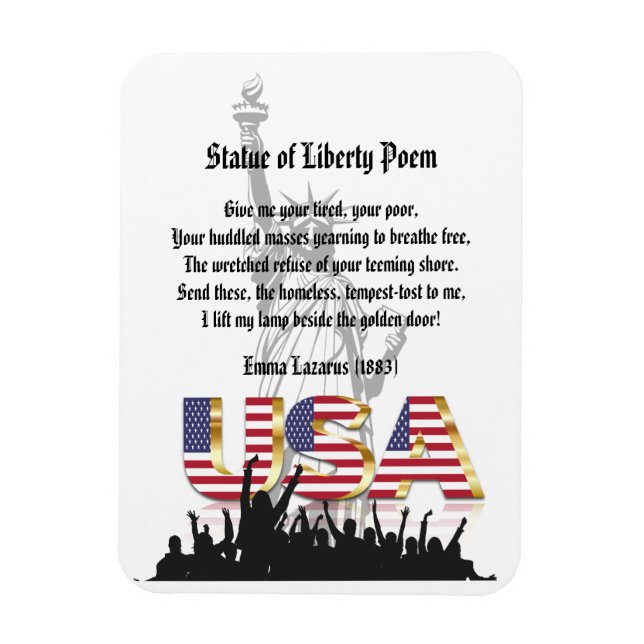Magnet Flexible Statue du poème de la liberté, Une nation d'immigr (Vertical)