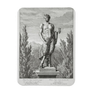 Magnet Flexible Statue d'un satyre tenant un groupe de raisins,